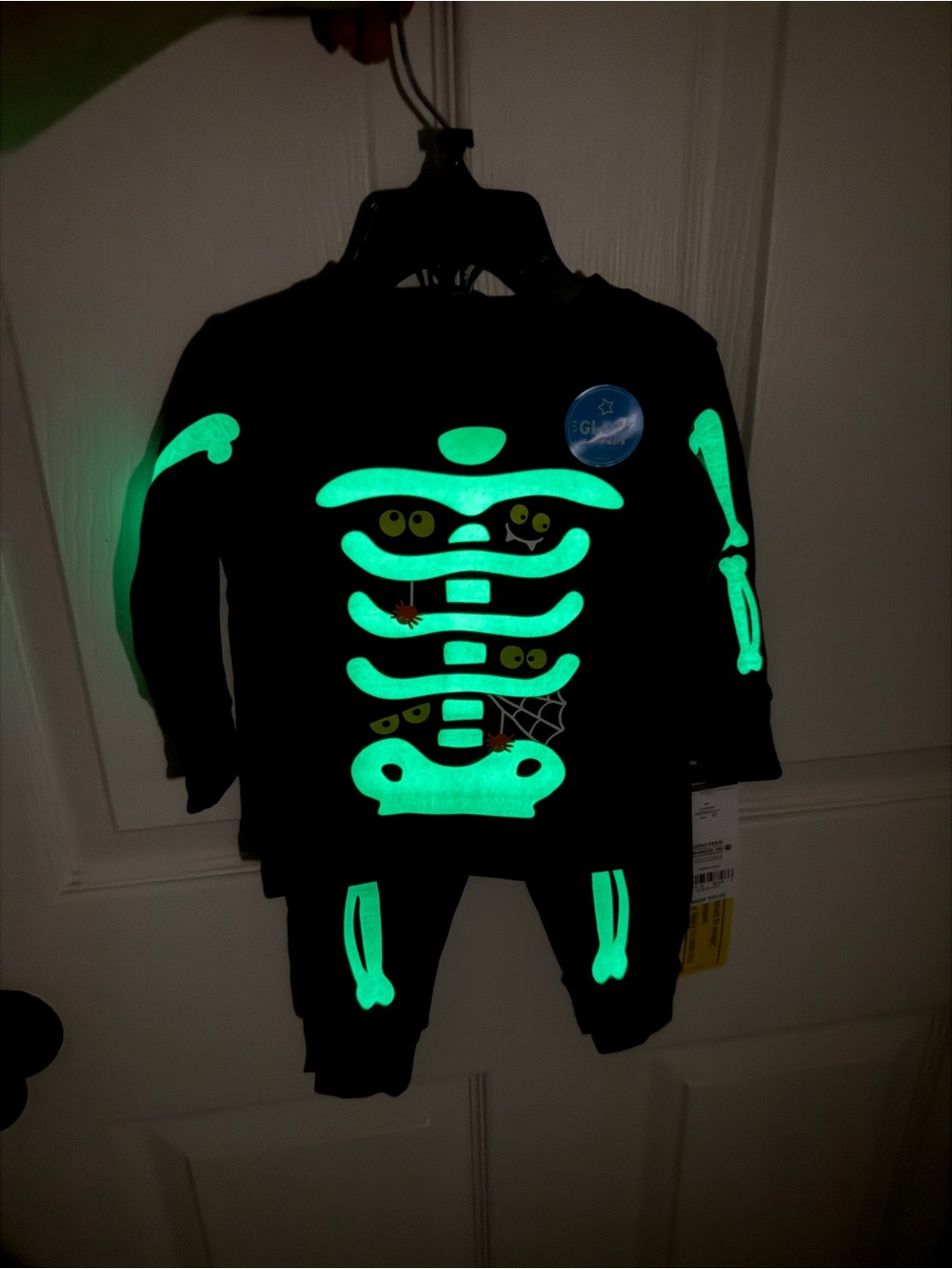 Carters 6M Skeleton Glow In Dark Halloween Pajama Set Snug Fit NWT Discolored